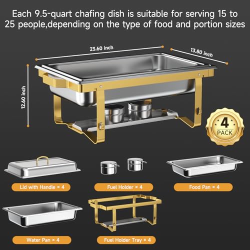 Chafing Dishes for Buffet 4 Pack (4 / Golden)