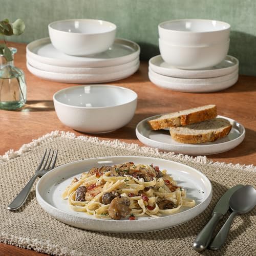 Tahoe Sunset 12 Piece Stoneware Reactive Glaze (Service for 4 (12pcs) / Tahoe Cream White)