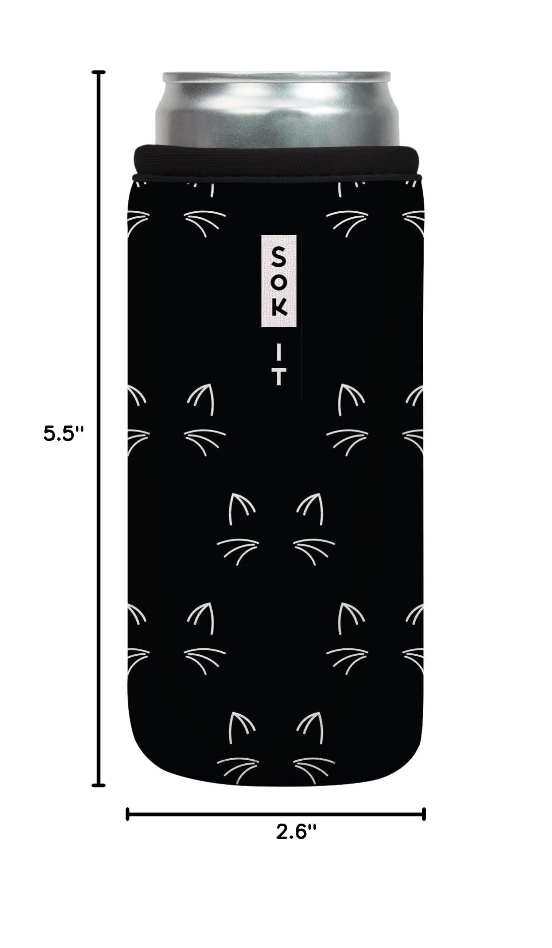 CanSok Sleeve for Beer & Soda Insulated Neoprene Cover (Mystical Meows / 12oz Slim Can Sleeve)