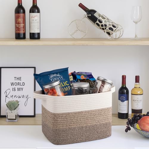 30L Storage Basket Large Blanket Basket Living Room Dark Brown (Gradient Dark Brown / 3 pcs-16”x12”x10”)
