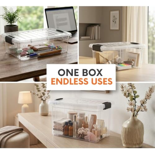 3.4 Quart Clear Plastic Storage Boxes with Lids (3.4 Quart)
