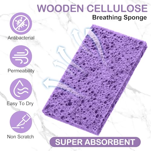 48 Pcs Sponges Bulk Sponges Kitchen Compressed Sponge (Purple)