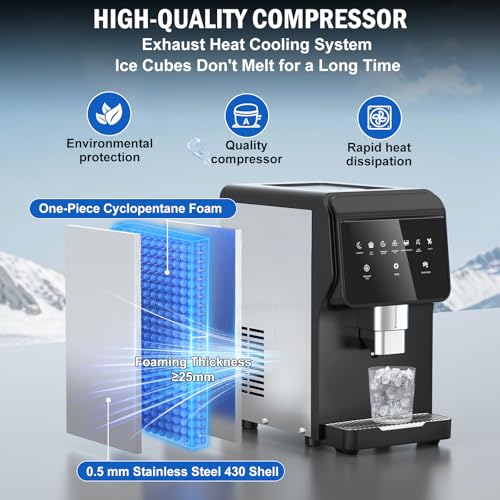 80 lbs Nugget Ice Maker with Water Dispenser Countertop Self