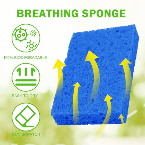 24 Pack Kitchen Sponges Natural Cellulose Compressed Sponges for Cleaning Reusable Dish Sponge Kitchen Non (24 Count)