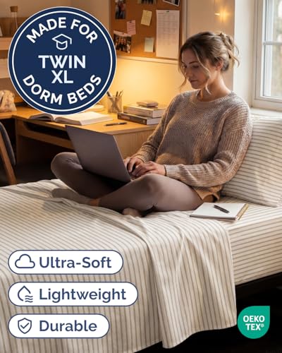 Twin XL 3 Piece Sheet Set (44 - Beige Stripes 2 / Twin XL)