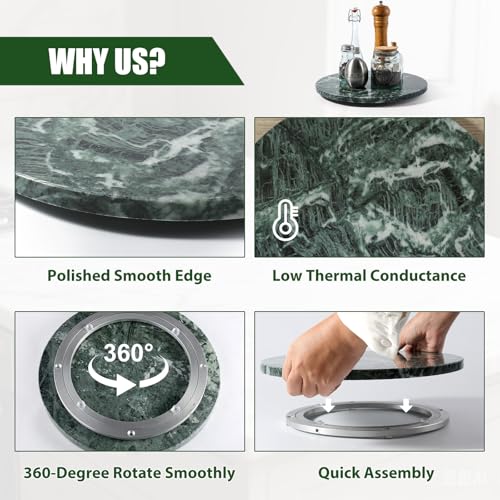 12" Marble Lazy Susan Turntable (Green / 12")