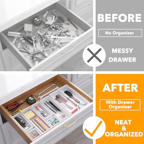 7 Piece Bamboo Drawer Organizer Storage Boxes Set (7-Piece / White)