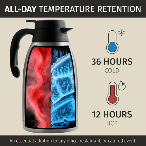 Thermal Coffee Carafe 2L (Silver w/ Brush / 68 Ounces)