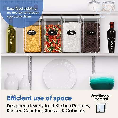 Large Airtight Food Storage Containers with White Lids (Pack of 4 - 3.2L (White))