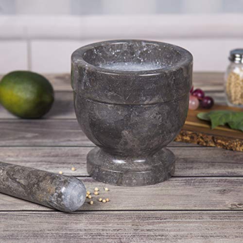 Charcoal Marble 4.75" X 4.75" Mortar & Pestle (Charcoal / 4.75" Diam. x 4.75" H)