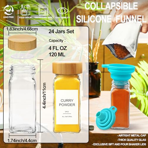 Glass Spice Jars with 398 Labels