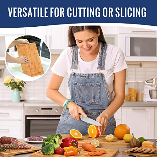 4 Piece Extra Large Bamboo Cutting Boards Set for Kitchen