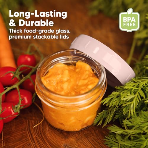 12pk 4oz Glass Baby Food Containers with Lids (12-pk 4 Ounce / Roseate)