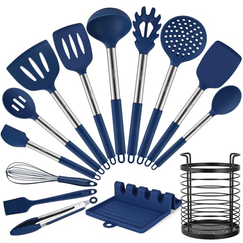 Silicone Kitchen Cooking Utensils Set (Blue)