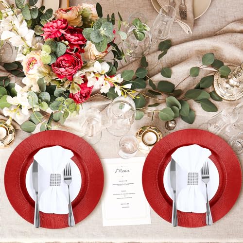 12 Pcs Red Chargers Bulk (Modern Style / Red)