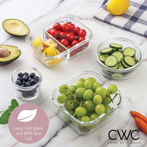 Premium 32 Pc. Borosilicate Glass Food Container Set with Dividers (Pink)
