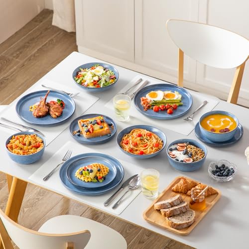 ANYA 24 Pieces Plates and Bowls Set (Blue / 24 Pcs (Service for 6))