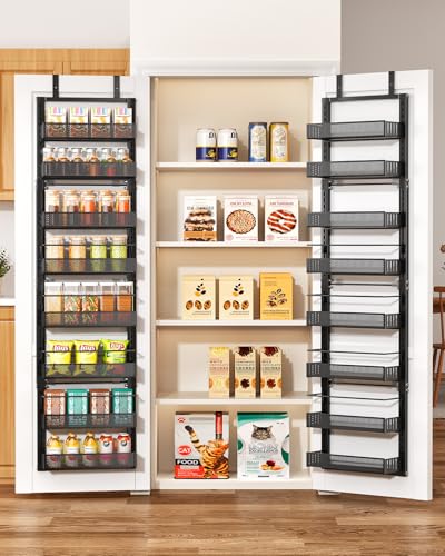 8 Tiers Narrow Over the Door Organizer (Black / 12.3" W x 4.7" D x 69" H)