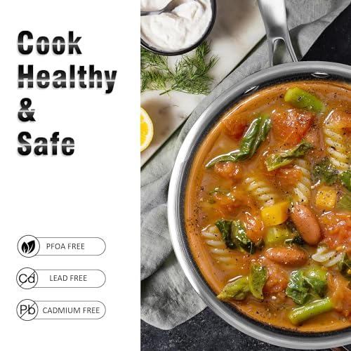 Hybrid Nonstick 2 Quart Stainless Steel Saucepan with Glass Lid (2 Quarts)