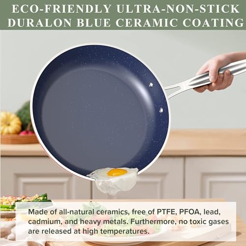 9pc Cookware Set Healthy Duralon Blue Ceramic Nonstick Coated (9 Piece Cookware Set / Rustic Copper)