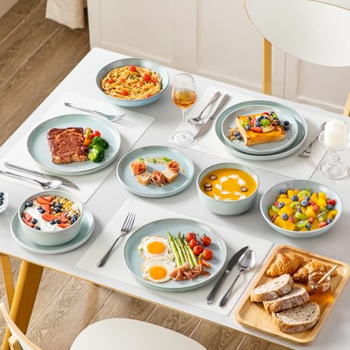 ANYA 24 Pieces Plates and Bowls Set (Mint Green / 24 Pcs (Service for 6))