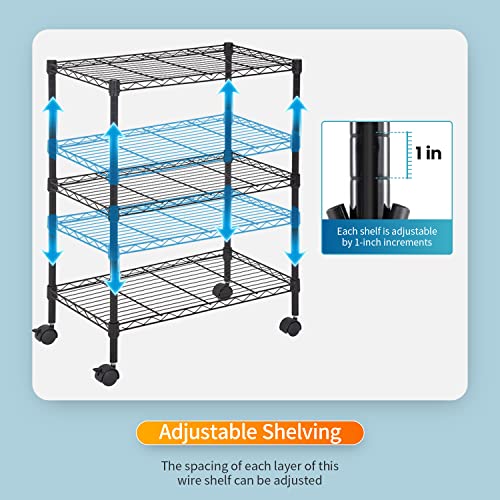 3 Tier Wire Shelf with Wheels