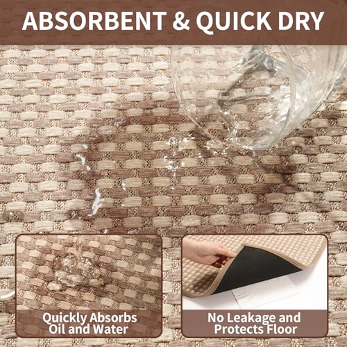 Kitchen Rugs Kitchen Mats for Floor Non Slip Washable Brown 17" x47 (5.55 Sq Ft)