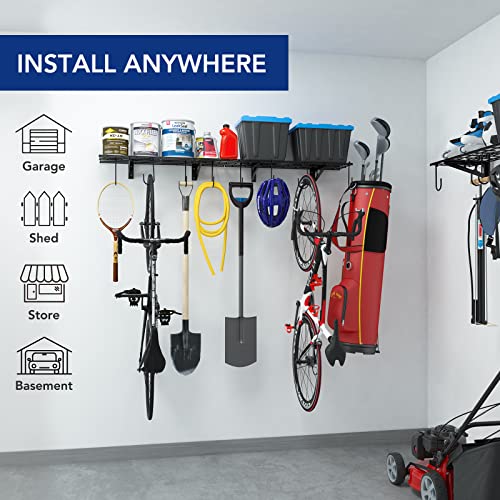 2 Pack 1x3 ft Garage Wall Shelving (2 pack-1x3 ft_8 hooks / Black)