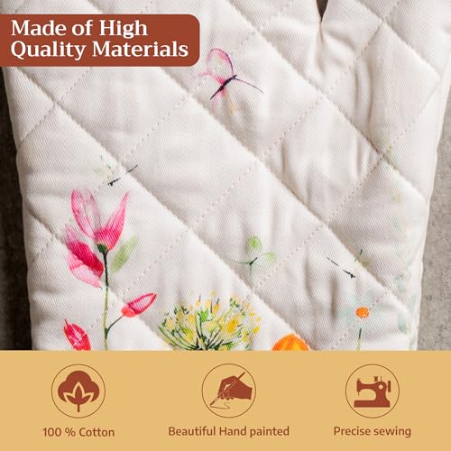 Maison d'Hermine Oven Gloves 100% Cotton Oven Mitt (019 - Botanical Fresh / 7.5" x 13" (Oven Mitt))