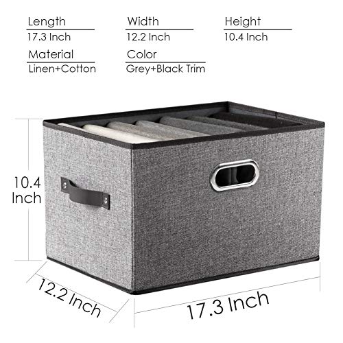 Larger Collapsible Storage Bins for Closet [5 (Grey&black Trim / Jumbo(5-Pack))