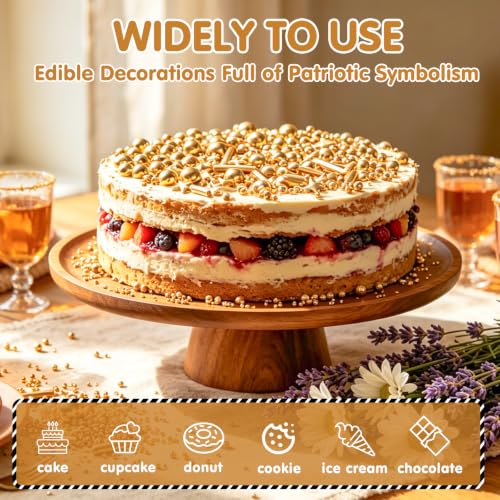 Edible Gold Sprinkles for Cake Decorating (Gold Pearl Rod Star)