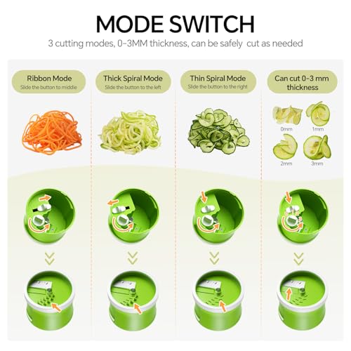 4 in 1 Vegetable Spiralizer Slicer for Veggie Noodles (Green)