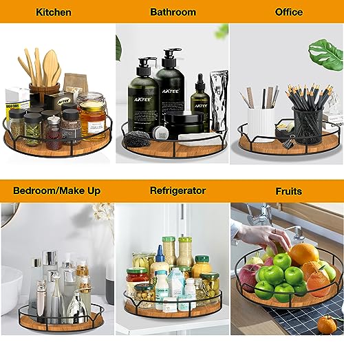 Lazy Susan Turntable Organizer for Cabinet Pantry Kitchen Countertop Refrigerator Cupboard (Carbonized Black / 9'')
