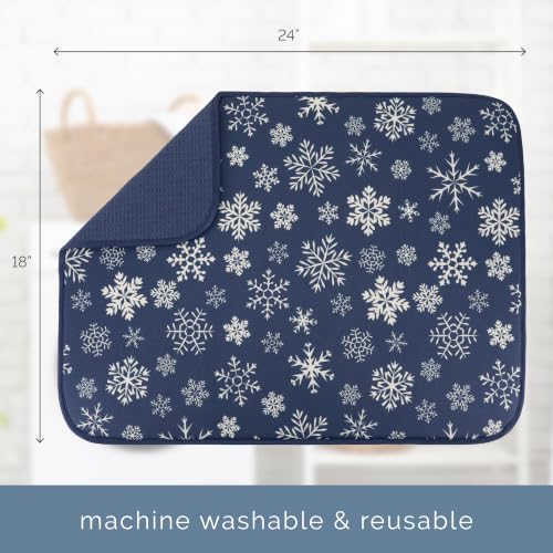 Dish Drying Mat (Blue Snowflakes / 18" x 24")