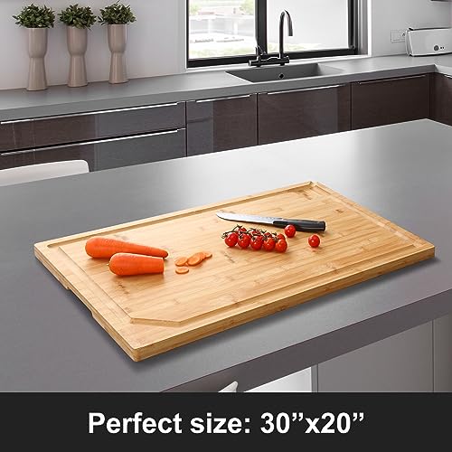30 x 20 Extra Large Bamboo Cutting Board for Kitchen (Natural / 30"L x 20"W)