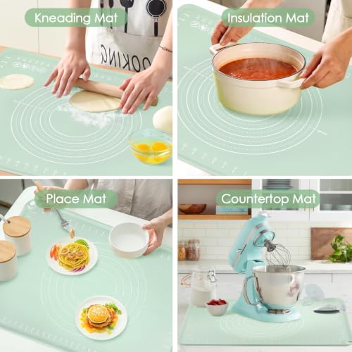 Extra Large Silicone Baking Mat for Countertops (Light Green / 27.6"L x 19.7"W)
