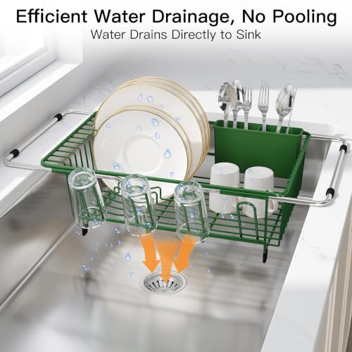 Green Dish Drying Rack in Sink (Green / For 12"-30"w Sink)