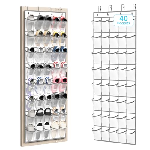 Over the Door Shoe Organizer (White - 40 Pockets)