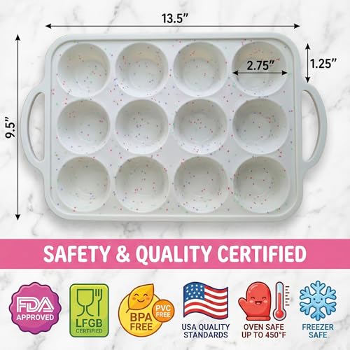 Silicone Muffin Pan for Baking (Cream / Regular (12 Cups Pan))