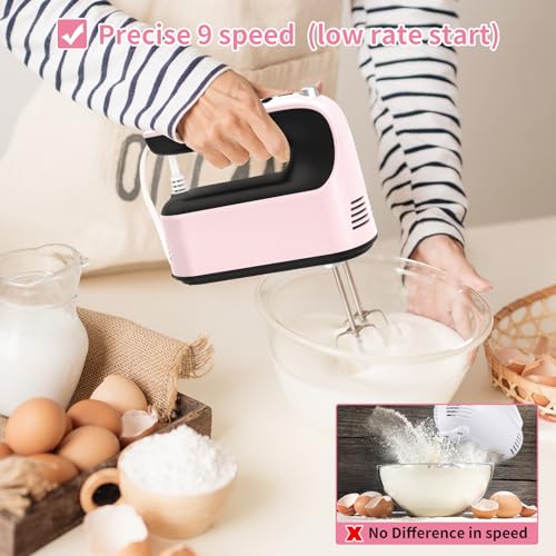 9 Speed Digital Hand Mixer Electric (Pink/Black)