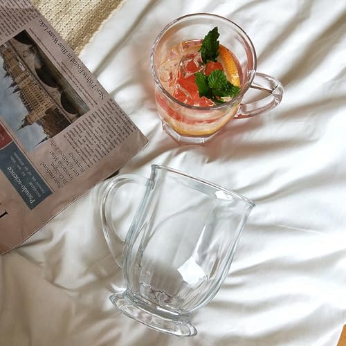 Clear Glass Coffee Mugs Set of 4 (Clear Striped)