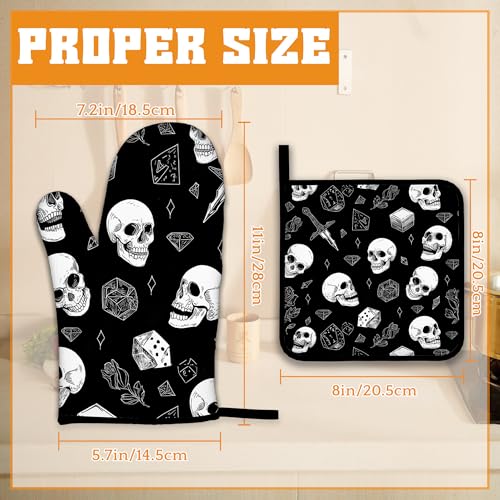 Skull Head Oven Mitts and Pot Holders (4 Count)
