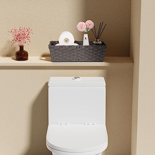 2 Pack Plastic Wicker Toilet Paper Baskets (15¾" x 6¾" x 4¾" / Dark Grey)