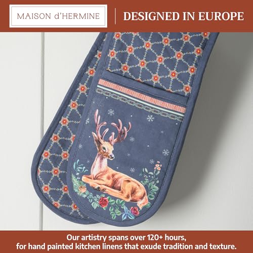 Double Oven Mitts 100% Cotton Double Oven Glove (086 - Christmas Joy / 7" x 35" (Double Oven Mitt))