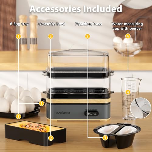 Rapid Egg Cooker Electric 12 Eggs Capacity (Grey)