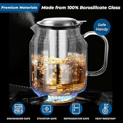 68oz Glass Teapot with Infuser (68 fluid ounces without thermometer)