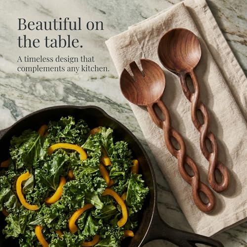 13 Inch Walnut Wood Salad Tongs (Walnut Wood)