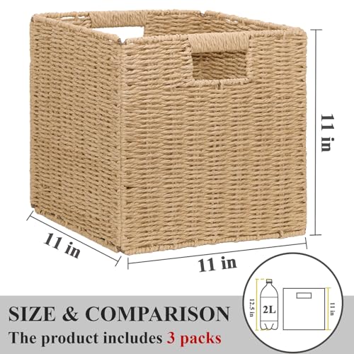 Wicker Storage Baskets for Organizing (Natural 11 inch)