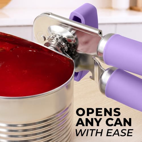 Stainless Steel Swing Open Manual Can Opener Comfortable Grip (Lavender / Swing Open)