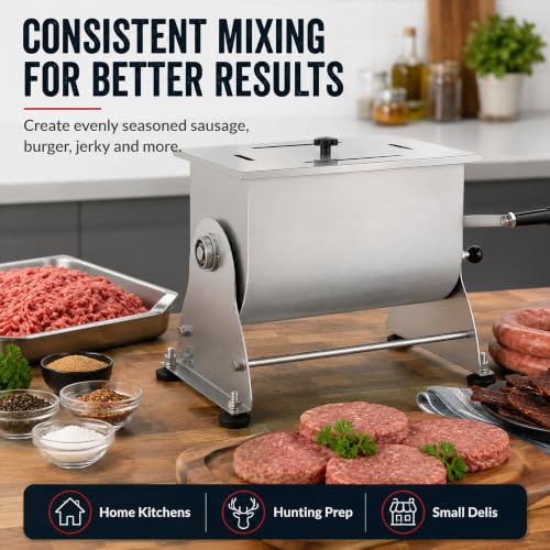 20 lb Tilting Meat Mixer for Sausage Burger Jerky (3.5 Gallon)